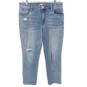 KUT From The Kloth Catherine Crop Straight Leg Jeans Womens 8 Blue Light Wash